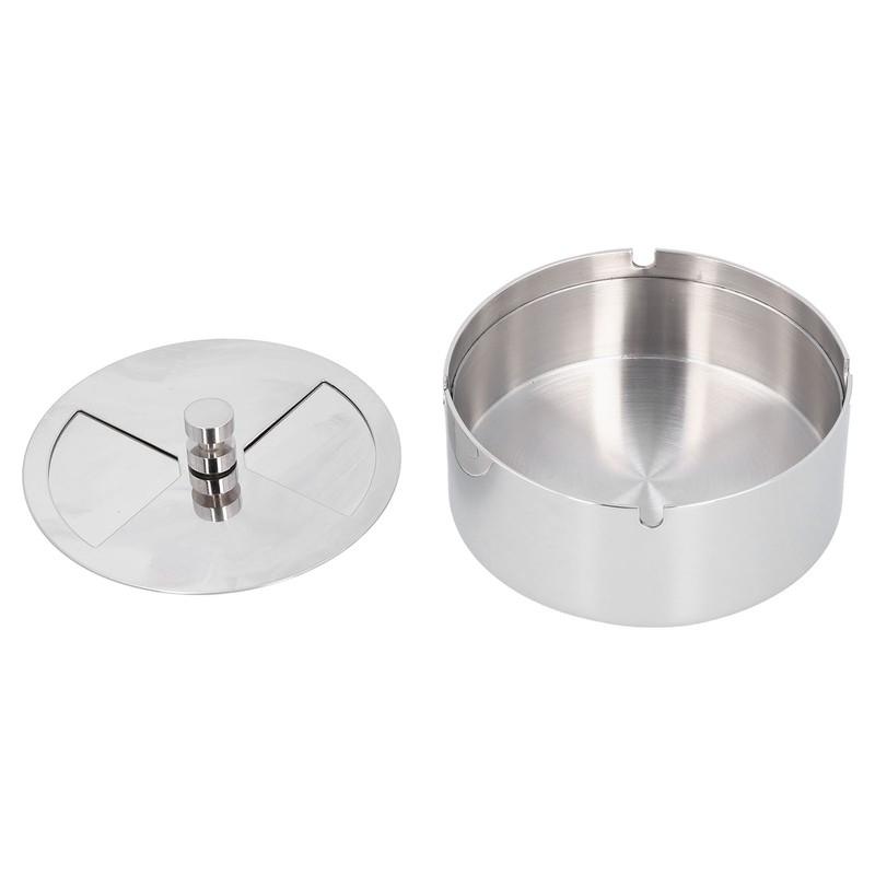 Ashtray Outdoor Thickened Stainless Steel Windproof Rotating Cover Design Finely