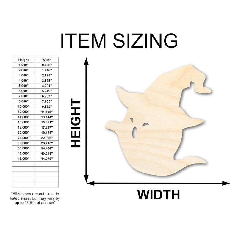 Unfinished Wood Witch Ghost Shape Craft up to 46" 4"