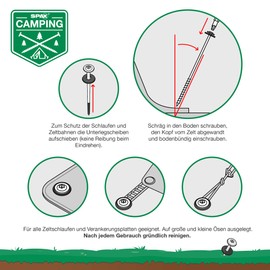 Spax - Camping Tent Screws, Complete Set, Universal Screw Pegs, 18 Pieces, in Two Lengths with 2 Bits & 18 Plastic Washers for Tent Attachment, Outdoor – 4000009100019