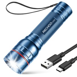 Rechargeable Flashlights High Lumens, G1000 Super Bright Flash Light, Small Zoomable LED Flashlight with 3 Lighting Modes, Portable Tactical Flashlight for Camping Essentials (Battery Included)-Blue