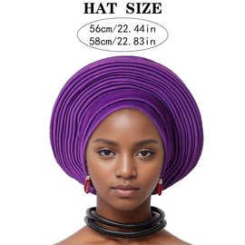 Generic Nigeria Head Ties Wedding Party Headgear Elegant African Headtie Turban Already Made Women's Auto Gele Female Head Wraps (One Size,Black)