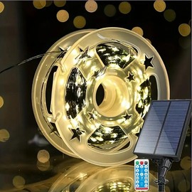 Solar-Powered Christmas Decorative Lights, 110 Feet, 300 LED Lights, Multicolor Fairy Light Strings with Timer, 8 Lighting Modes, Ideal for Gardens, Courtyards, Weddings, Parties, Camping, and Holiday Decorations Magical Set:_Warm light