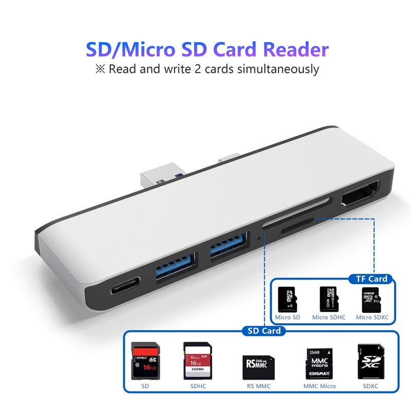 Surface Pro 7 USB ハブ 6-in-2 変換アダプター 4K@30Hz HDMIポート +2*USB