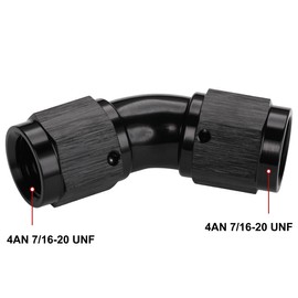 Podavelle 4AN Female to 4AN Female Flare 45 Degree Swivel Full flow Coupler Fitting Union Adapter Aluminum Black