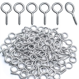 BronaGrand Eye Screw Hooks,100pcs 19x10mm Screw in Eye Hooks Self Tapping Eye Screws Thread Eyebolt for Crafting Jewelry Making Hanging Small Items