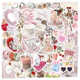 Leisitator 120 PCS Coquette Stickers - Waterproof Vinyl Aesthetic Sticker Decal for Water Bottle, Laptop, Scrapbooking, Skateboard, Car, Luggage, Helmet