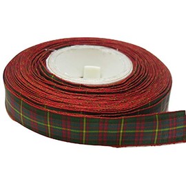 2 metres x 16mm Tartan Ribbon Red & Green Double Sided Cameron 16 mm 1.6cm