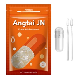 AngtaiJN Empty Gelatin Capsules Size 0 Clear Empty Capsules for Filling with 2 Micro Spoons, DIY Gelatin Capsule 0 Compatible with Capsule Filler Size 0, Pack of 100