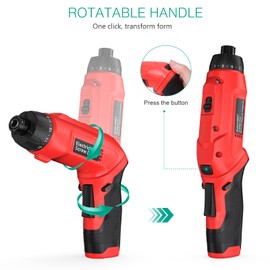 ORIA Cordless Screwdriver Set, Rechargeable Electric Screwdriver with 21+1 Torque, MAX 650RPM 7.1N.m, Type-C Charging Cable, Built-in LED Light, 2 Position Handle, for Electronics, Glasses