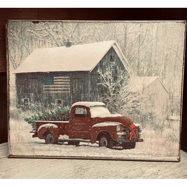 Handmade Primitive Grungy Christmas Decorative Canvas Print 8x10