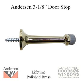 3-1/8 Door Stop, Andersen Frenchwood Hinged - Lifetime Polished Brass