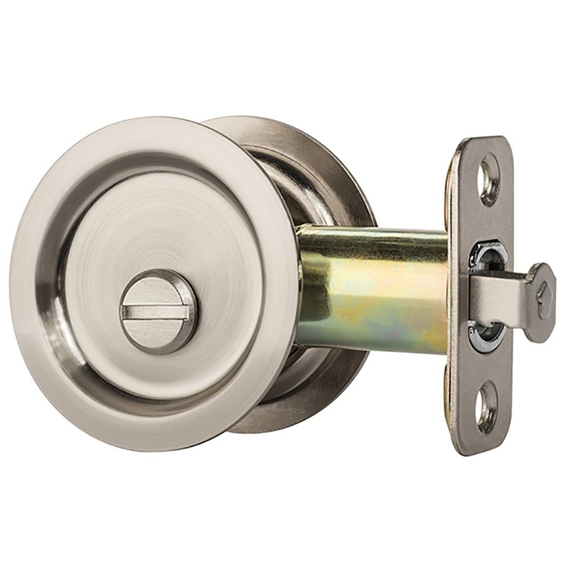 Dynasty Hardware Pocket Door Latch, Round Sliding Handle for Bathroom