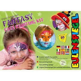 Eulenspiegel Fantasy Face 208137 Make-Up Palette, 8 Professional Aqua Colours, 1 Sponge, 1 Brush, 1 Make-up Guide