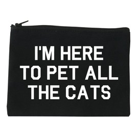 Im Here To Pet All The Cats Cosmetic Makeup Bag Black Medium