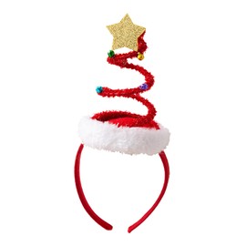 HIXNUG Christmas Tree Headband With Bell Cute Xmas Hair Hoops Christmas Tree Designs for Christmas and Holiday Parties (red)