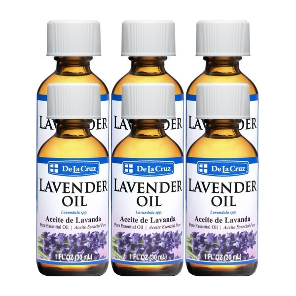 De La Cruz® Pure Lavender Essential Oil 1 FL OZ.   - 6 PACK  (bottled in USA)
