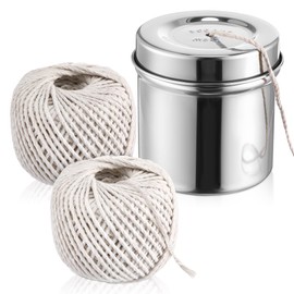 Kitchen Twine with with Stainless Steel Dispenser, 2 Pack 216FT Cooking Twine, 2MM Natural Cotton Butcher Twines for Meat, Turkey, Roast & Kitchen Use, Center Pull Butcher Twines for Cooking(White)