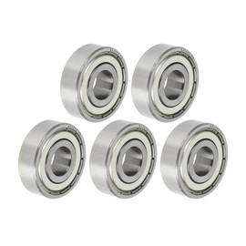 ACROPIX 6302ZZ Deep Groove Ball Bearings P0 15x42x13mm Lubricated Bearings Double Metal Seal Silver Tone Scooter Skateboard Wheel - Pack of 5