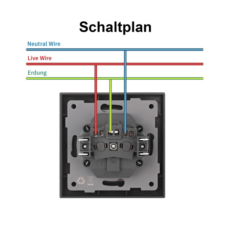 CNBINGO Socket, smooth skin feeling, flush-mounted with claws, simple Schuko