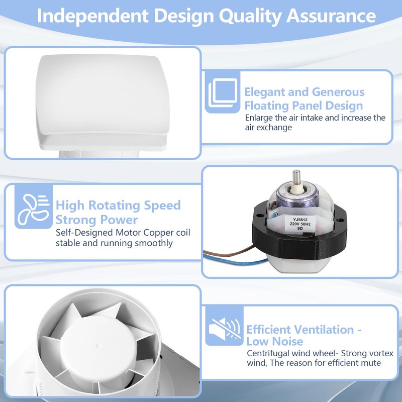 Izrielar Bathroom Fan 100 mm with Humidity Sensor and Backflow