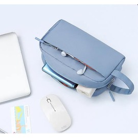 Travel Essentials Tech Pouch, Electronics Organizer Travel Case - Waterproof Cord Organizer Bag with Multiple Compartments for Chargers, Cables, Portable & Lightweight (Light Blue)