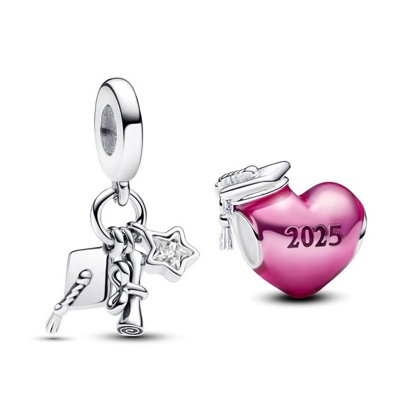 PHCLASY 2025 Heart Charm Pendant Compatibility for Bracelet Graduation Charm