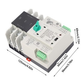 Automatic Transfer Switch for PV Solar and Generator 3P 110V 63A Dual Power Source with Timer DIN Rail Mount