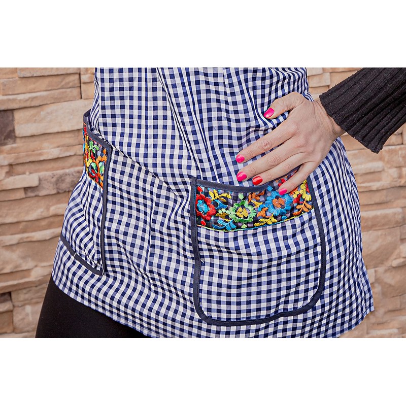 Cuitáxi Traditional Mexican apron for women with pockets beautiful flower