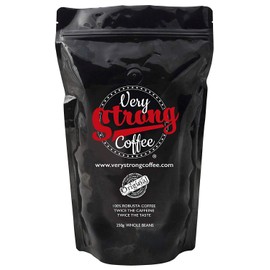 Very Strong Coffee 250g - Whole Beans - 100% ROBUSTA Coffee - High Roast - Twice The Caffeine - Twice The Taste.