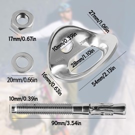 SYWAN Climbing Anchor Bolt 8 Set, Stainless Steel Bolt Hanger Climbing Hanger Bolts 25KN Heavy Duty Climbing Anchor Hangers for 3/8" Bolt for Home Gyms, Hammocks, Trailer Tie-Downs