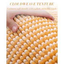 CYMAY Chenille Toilet Rugs U Shaped, Non Slip Toilet Mats for Bathroom Floor Soft Absorbent Contour Bath Rugs for Toilet Floor Mat Dry Quickly Machine Washable, 20''x24'' Buff Orange