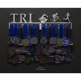 Allied Medal Hangers - Triathlon Figures - Male (18" Wide with 3 Hang Bars) - Medal Hanger Holder Display Rack - Multiple