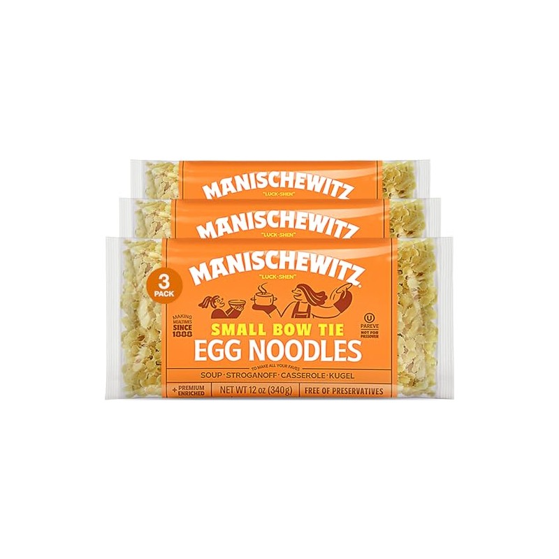Manischewitz Small Farfalle Pasta | Small Bow Tie Egg Noodles,