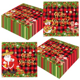 Feliz Navidad Decorations Napkins, 40Pcs Mexican Christmas Decorations Napkins, Disposable Spanish Christmas Feliz Navidad Napkins for Feliz Navidad Christmas Decorations