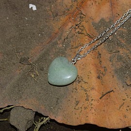 Collar de Aventurina Natural en Forma de Corazón Plata 925 | Prosperidad y Equilibrio Emocional | 45 cm | Incluye Estuche pcll1076