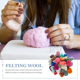 TEHAUX Colors Felting Wool for Needle Felting Craft Assorted Pouches Animal Figures Jewelry and Home Decor Projects