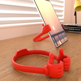 Honsky Thumbs-up Cell Phone Stand Holder, Tablet Stand Cradle for Desk Desktop Smartphone Cellphone Mobile Phone Tablets – Universal Adjustable Flexible, Deep Red