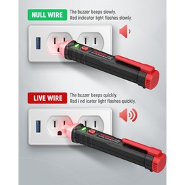 KAIWEETS Voltage Tester, Non Contact Voltage Detector Pen, 50V to 1000V AC, Audible and Flashing LED Alarms, Wire Breakpoint Finder, Electrical Tester with Flashlight, Buzzer Alarm VT100