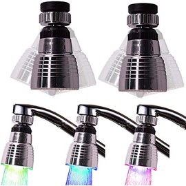 2 Package Swivel 3-Color Temperature Sensitive LED Water Faucet Light Water Stream Color Changing Faucet Tap Sink Faucet For Kitchen and Bathroom