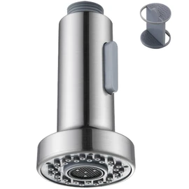 Angle Simple Kitchen Sink Sprayer Replacement, Male Thread Type G 1/2 or 13/16 Inch, NSF/ANSI/CAN 61 & 372 Testing, Faucet Head Attachment, Stream and Spray Mode, Brushed Nickel