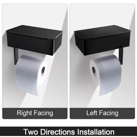 Bathroom Toilet Paper & Wipes Holder with Shelf - Wall Mount Dispenser