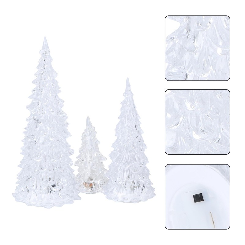 HOMSFOU Lighted Christmas Tree 3pcs Mini Tabletop Acrylic Christmas Tree