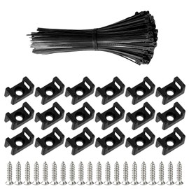 Wonvify Cable Ties 200 mm with Brackets and Screws, Pack of 100 Black UV-Resistant Resealable Cable Clamps for Screwing Nylon Cable Holder for Cable Management Gardening Workshops