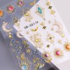 Sun Moon Nail Stickers for Nail Art, 5D Embossed Bohemian