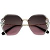 Cricia Rimless Diamond Sunglasses Women Oversized Rimless Diamond Cut Sunglasses