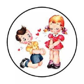 Homemade 48 BOY LOVE GIRL ENVELOPE SEALS LABELS STICKERS 1.2" ROUND