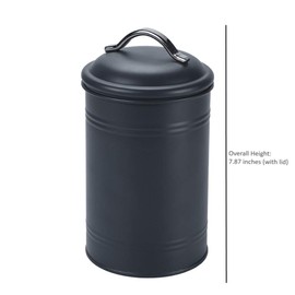 schonee Airtight Kitchen Canister with Lid, Rustic Farmhouse Decor Container for Dry Food Sugar Coffee Tea, Charcoal Gray Metal Countertop Storage Jar (7.87''H x 4.3''Dia.)