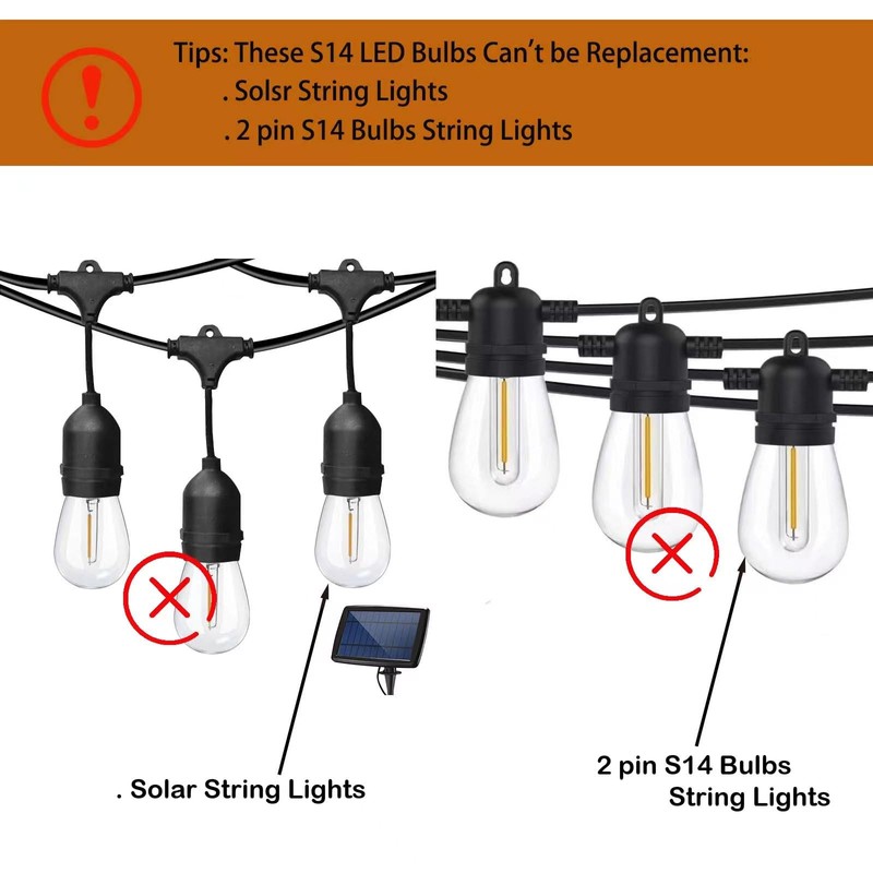abulber S14 Led Bulbs for Outdoor String Lights,Shatterproof Waterproof Clear