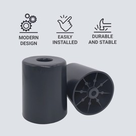 Marcopol Pack of 4 Black Furniture Legs Height 60mm Round Diameter 50mm Furniture Feet Material Plastic Screws Included (4 Height 60mm)