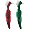Premium Hard Denture Brush, Multi-Layered Bristles & Portable Double Sided